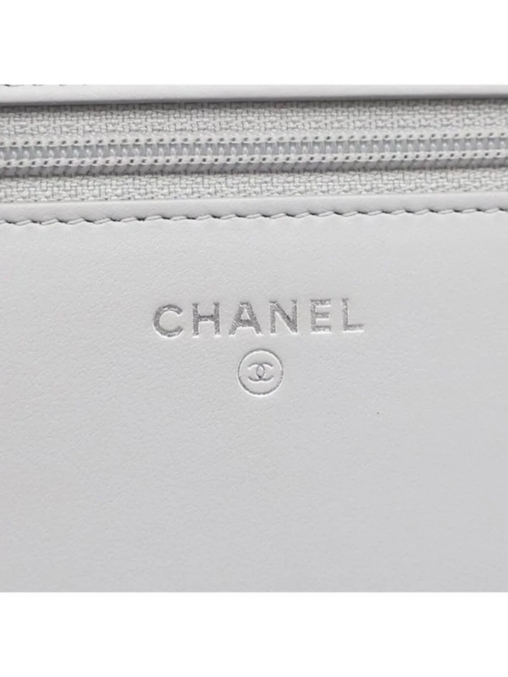 Chanel Chain Wallet Deauville Canvas Leather Gray Silver Logo CC Shoulder Bag 24